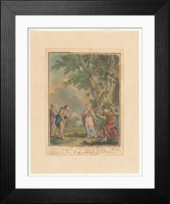 Framed Print : Telemachus and Mentor visit the nymph Calypso, 1719-1775. Creator: Ruik Keyert Framed Print : Telemachus and Mentor visit the nymph Calypso, 1719-1775. Creator: Ruik Keyert
