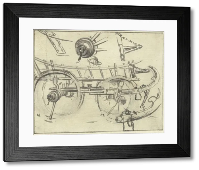 Framed Print : Parts of the construction of a farm wagon, 1770-1825. Creator: Simon Andreas Krausz Framed Print : Parts of the construction of a farm wagon, 1770-1825. Creator: Simon Andreas Krausz