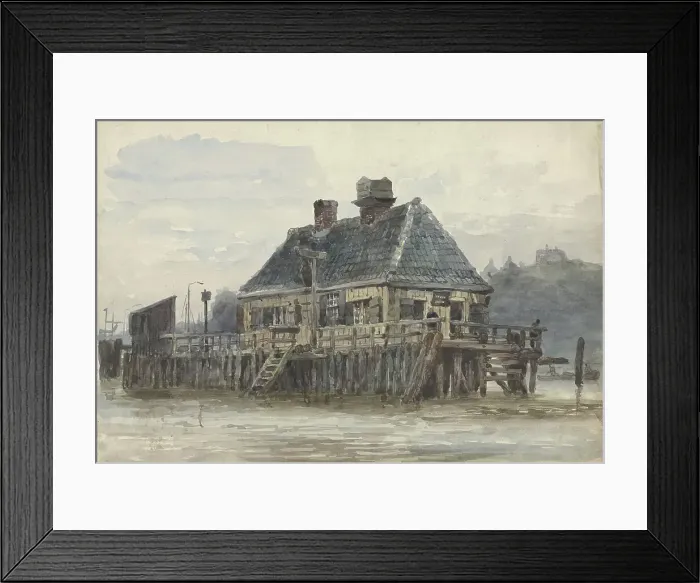 Framed Print : House on a jetty, 1834-1893. Creator: Willem Antonie van Deventer Framed Print : House on a jetty, 1834-1893. Creator: Willem Antonie van Deventer