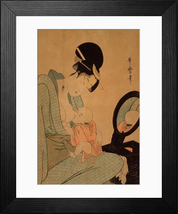 Framed Print : Woman Nursing a Baby, 18th century. Creator: Kitagawa Utamaro Framed Print : Woman Nursing a Baby, 18th century. Creator: Kitagawa Utamaro