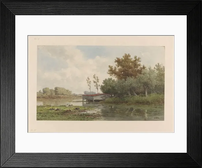 Framed Print : Landscape with water and ducks, 1832-1892. Creator: Willem Roelofs Framed Print : Landscape with water and ducks, 1832-1892. Creator: Willem Roelofs