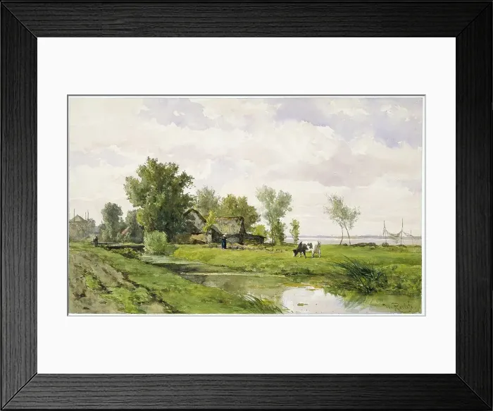 Framed Print : Farmhouse by a Ditch, 1875-1880. Creator: Willem Roelofs Framed Print : Farmhouse by a Ditch, 1875-1880. Creator: Willem Roelofs