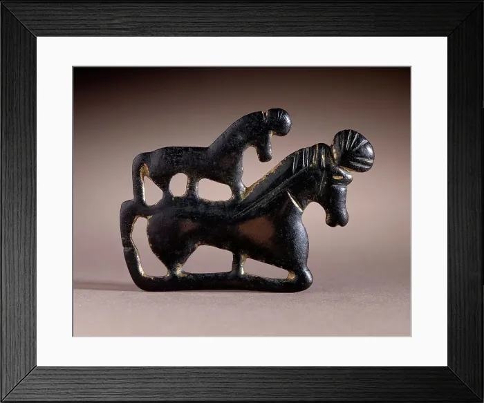 Framed Print : Ornament with Two Horses, 206 B.C.-220 A.D.. Creator: Unknown Framed Print : Ornament with Two Horses, 206 B.C.-220 A.D.. Creator: Unknown