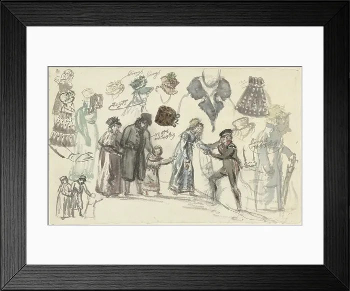 Framed Print : Costume Studies of a Lady and a Gentleman, 1770-1825. Creator: Simon Andreas Krausz Framed Print : Costume Studies of a Lady and a Gentleman, 1770-1825. Creator: Simon Andreas Krausz