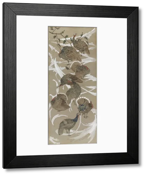 Framed Print : Eight turkeys, 1892. Creator: Theo van Hoytema Framed Print : Eight turkeys, 1892. Creator: Theo van Hoytema