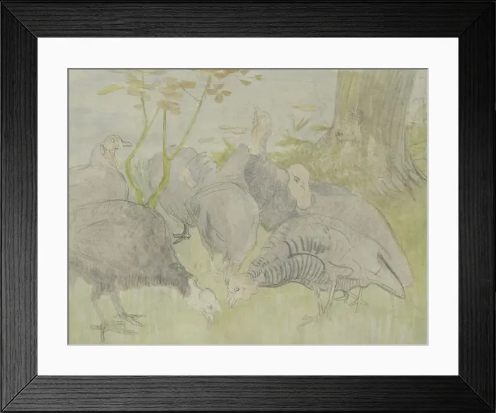 Framed Print : Turkeys in a garden, 1873-1917. Creator: Theo van Hoytema