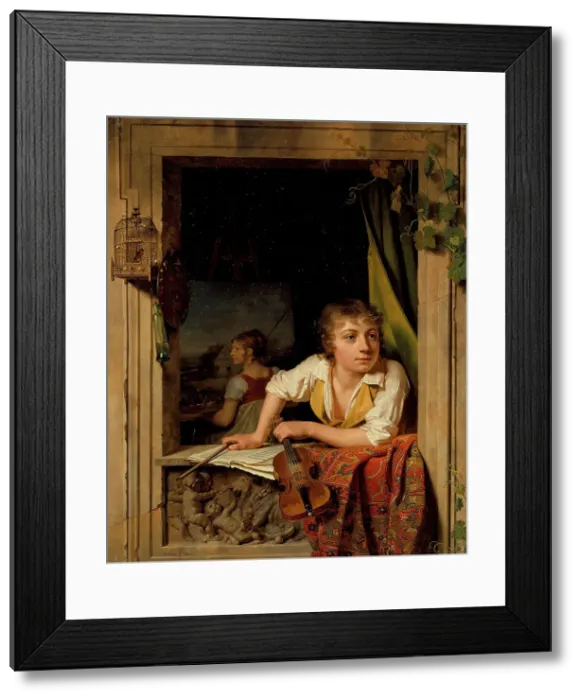 Framed Print : The art of painting and music , 1800. Creator: Martin Drölling Framed Print : The art of painting and music , 1800. Creator: Martin Drölling
