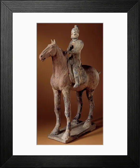 Framed Print : Funerary Sculpture of a Horse and Rider, between 618 and 906. Creator: Unknown Framed Print : Funerary Sculpture of a Horse and Rider, between 618 and 906. Creator: Unknown