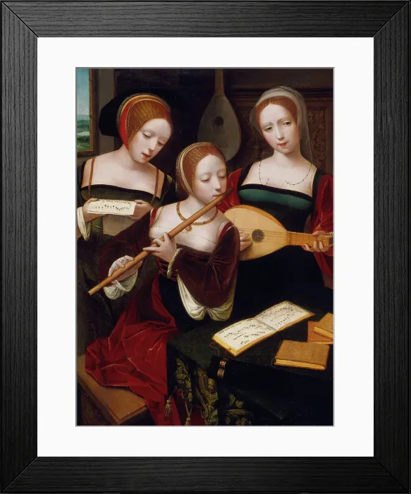 Framed Print : Three musicians / Three ladies playing music, c1530. Creator: Master of the Female Half-Lengths Framed Print : Three musicians / Three ladies playing music, c1530. Creator: Master of the Female Half-Lengths