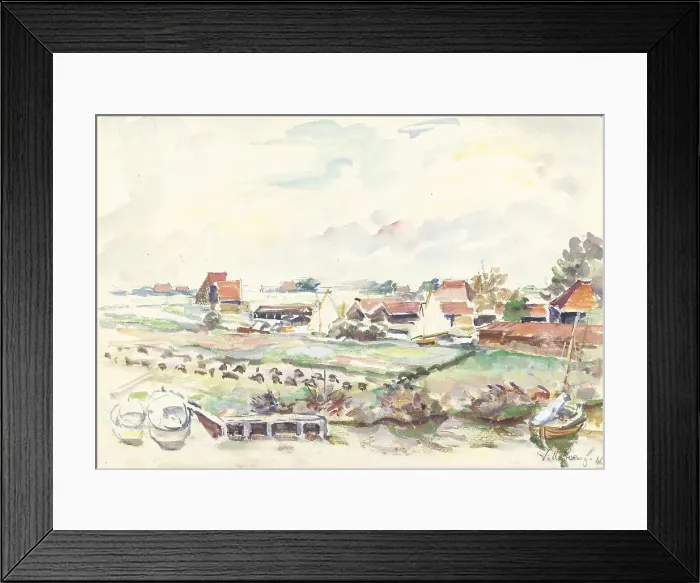 Framed Print : Landscape in Friesland, 1946. Creator: Andre Villeboeuf Framed Print : Landscape in Friesland, 1946. Creator: Andre Villeboeuf