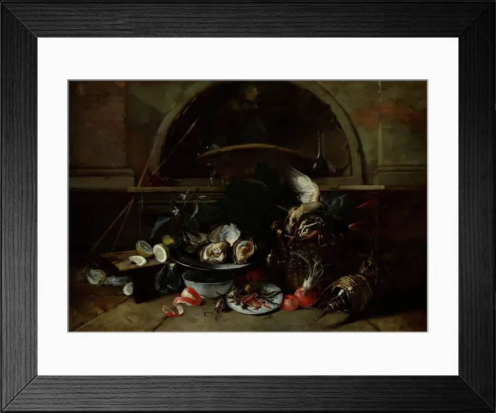 Framed Print : Still Life with Bottles and Oysters, c1700. Creator: Niccolino van Houbraken Framed Print : Still Life with Bottles and Oysters, c1700. Creator: Niccolino van Houbraken