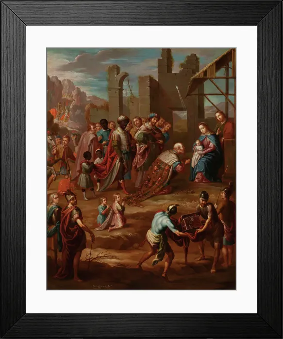 Framed Print : The Adoration of the Kings with Donor (La adoración de los reyes con donante), 1741. Creator: Nicolás Enríquez Framed Print : The Adoration of the Kings with Donor (La adoración de los reyes con donante), 1741. Creator: Nicolás Enríquez