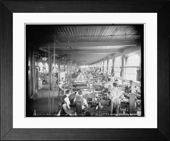 Framed Print : Assembling department, National Cash Register, Dayton, Ohio, c1902. Creator: William H. Jackson
