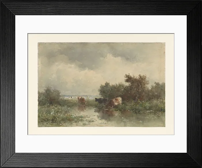 Framed Print : Three cows in a pond, 1832-1897. Creator: Willem Roelofs Framed Print : Three cows in a pond, 1832-1897. Creator: Willem Roelofs