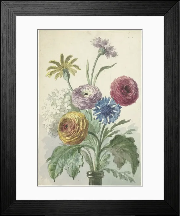 Framed Print : Bouquet of flowers in a green vase, c.1763-c.1825. Creator: Willem van Leen Framed Print : Bouquet of flowers in a green vase, c.1763-c.1825. Creator: Willem van Leen