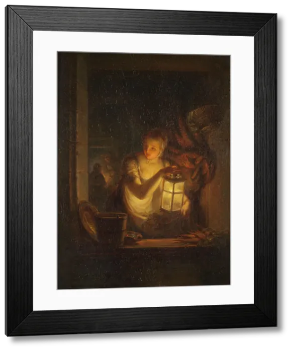 Framed Print : A Woman with A Lantern, 1818. Creator: Alexander Lauréus Framed Print : A Woman with A Lantern, 1818. Creator: Alexander Lauréus