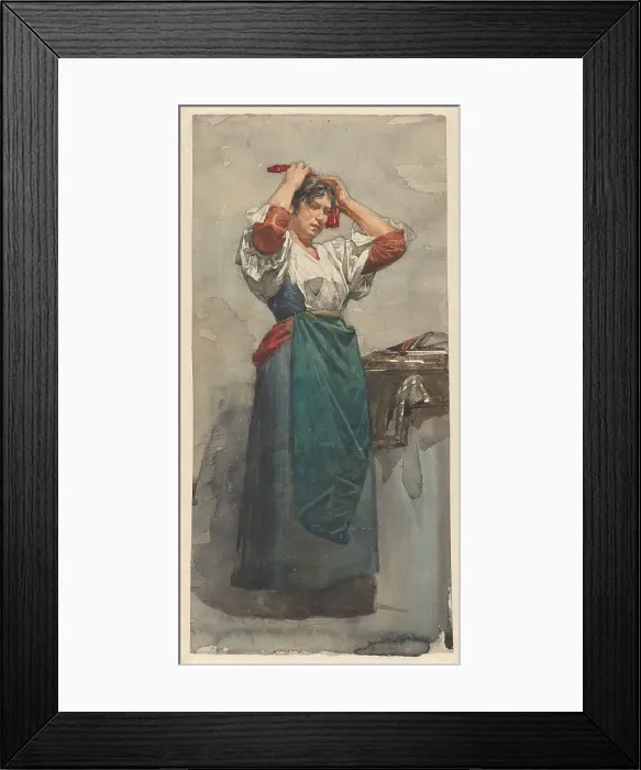 Framed Print : Composition of an unknown woman, making up her hair, 1870-1923. Creator: Willem Witsen Framed Print : Composition of an unknown woman, making up her hair, 1870-1923. Creator: Willem Witsen