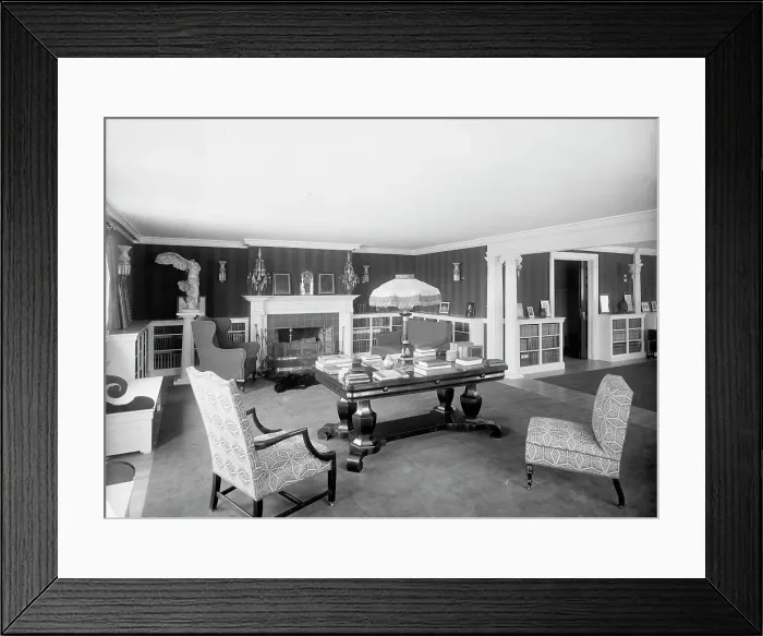 Framed Print : Library in clubhouse, New York City, between 1900 and 1910. Creator: William H. Jackson Framed Print : Library in clubhouse, New York City, between 1900 and 1910. Creator: William H. Jackson