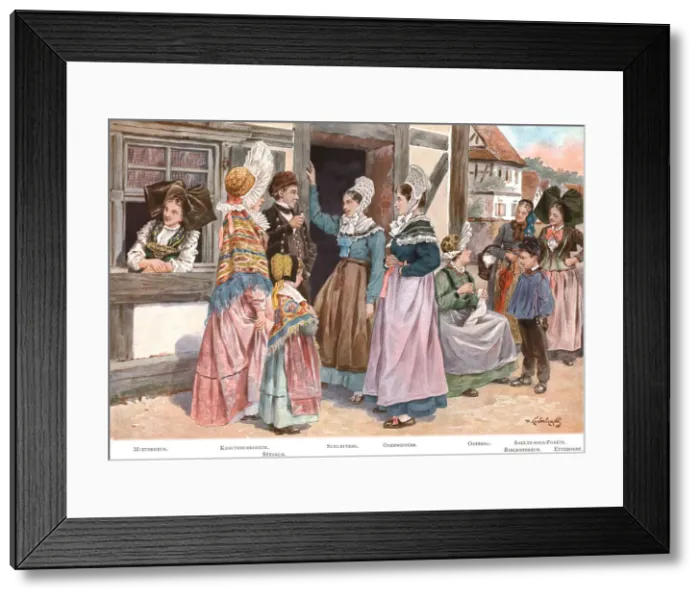 Framed Print : Les Costumes de l'Alsace, 1924. Creator: P Kauffmann Framed Print : Les Costumes de l'Alsace, 1924. Creator: P Kauffmann