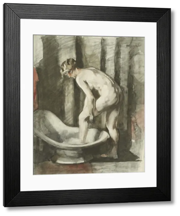Framed Print : Nude woman taking a bath, 1870-1923. Creator: Willem Witsen Framed Print : Nude woman taking a bath, 1870-1923. Creator: Willem Witsen