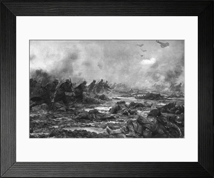Framed Print : Dans la Bataille; Une contre-attaque francaise: l'assaillant momentanement arrete... 1918. Creator: J Simont Framed Print : Dans la Bataille; Une contre-attaque francaise: l'assaillant momentanement arrete... 1918. Creator: J Simont