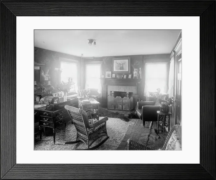 Framed Print : Calloway residence, interior, chair in center, Mamaroneck, N.Y. between 1900 and 1915. Creator: William H. Jackson Framed Print : Calloway residence, interior, chair in center, Mamaroneck, N.Y. between 1900 and 1915. Creator: William H. Jackson