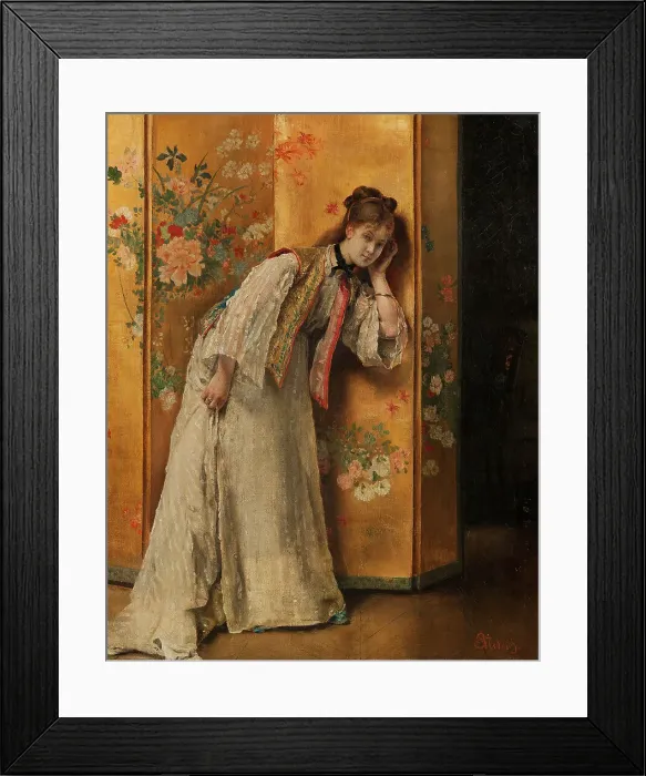 Framed Print : Curious, mid-late 19th century. Creator: Alfred Stevens Framed Print : Curious, mid-late 19th century. Creator: Alfred Stevens