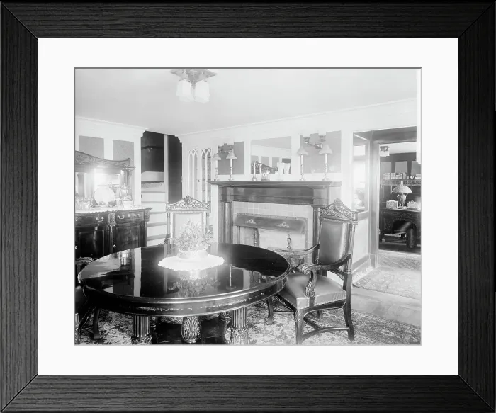 Framed Print : Calloway residence, interior, round table, Mamaroneck, N.Y. between 1900 and 1915. Creator: William H. Jackson Framed Print : Calloway residence, interior, round table, Mamaroneck, N.Y. between 1900 and 1915. Creator: William H. Jackson