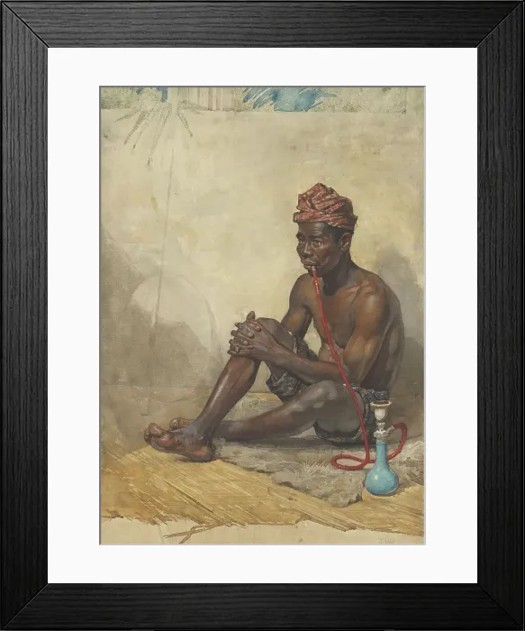 Framed Print : Seated Indian man with hookah, 1870-1923. Creator: Willem Witsen Framed Print : Seated Indian man with hookah, 1870-1923. Creator: Willem Witsen