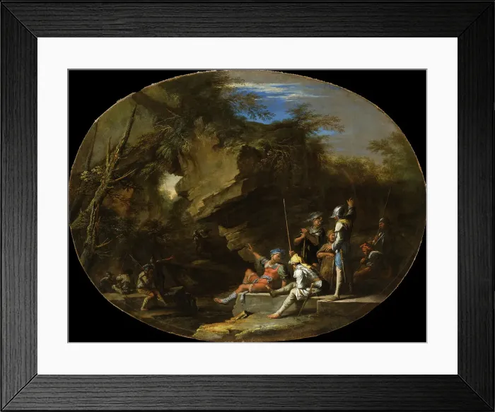 Framed Print : Landscape with Armed Men, c1640. Creator: Salvator Rosa Framed Print : Landscape with Armed Men, c1640. Creator: Salvator Rosa