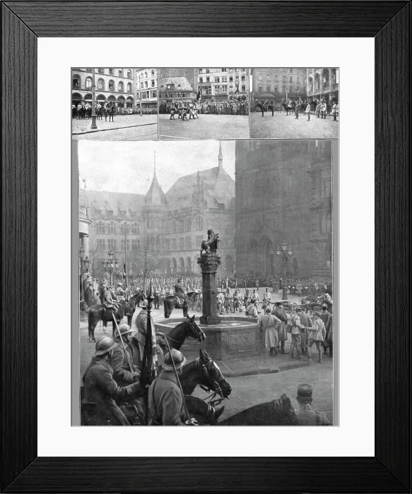 Framed Print : A Mayence et a Wiesbaden; Nos soldats sur la rive droite du Rhin: les troupes du 33e corps.. 1918. Creator: Unknown Framed Print : A Mayence et a Wiesbaden; Nos soldats sur la rive droite du Rhin: les troupes du 33e corps.. 1918. Creator: Unknown