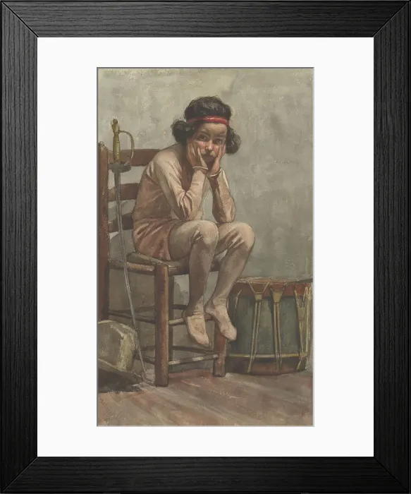Framed Print : Seated girl in leotard with military props, 1870-1923. Creator: Willem Witsen Framed Print : Seated girl in leotard with military props, 1870-1923. Creator: Willem Witsen