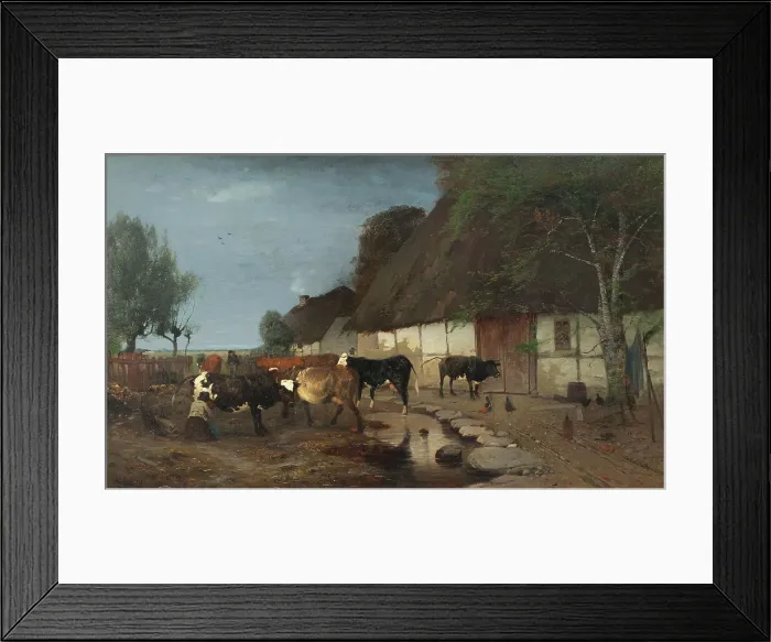 Framed Print : Farmstead in Skåne, 1875. Creator: Anders Kallenberg Framed Print : Farmstead in Skåne, 1875. Creator: Anders Kallenberg