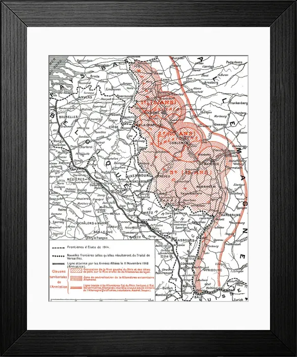 Framed Print : L'Execution de L'Armistice; Les territoires que rendit ou livra aux allies la defaite... 1918. Creator: P Pollacchi Framed Print : L'Execution de L'Armistice; Les territoires que rendit ou livra aux allies la defaite... 1918. Creator: P Pollacchi