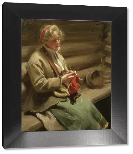 Dalecarlian Girl Knitting. Kål-Margit, 1901. Creator: Anders Leonard Zorn