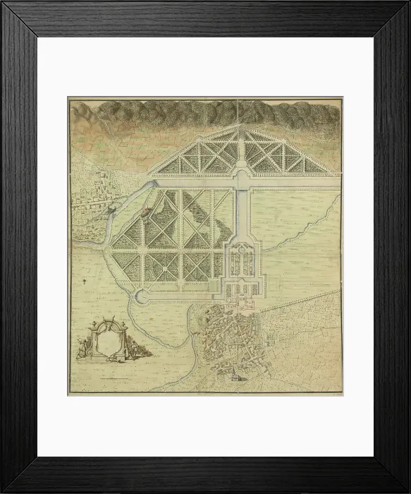 Framed Print : Château d'Anet; plan of the castle, garden and surroundings, between 1680 and 1684. Creators: Andre Le Notre, Claude Desgots Framed Print : Château d'Anet; plan of the castle, garden and surroundings, between 1680 and 1684. Creators: Andre Le Notre, Claude Desgots