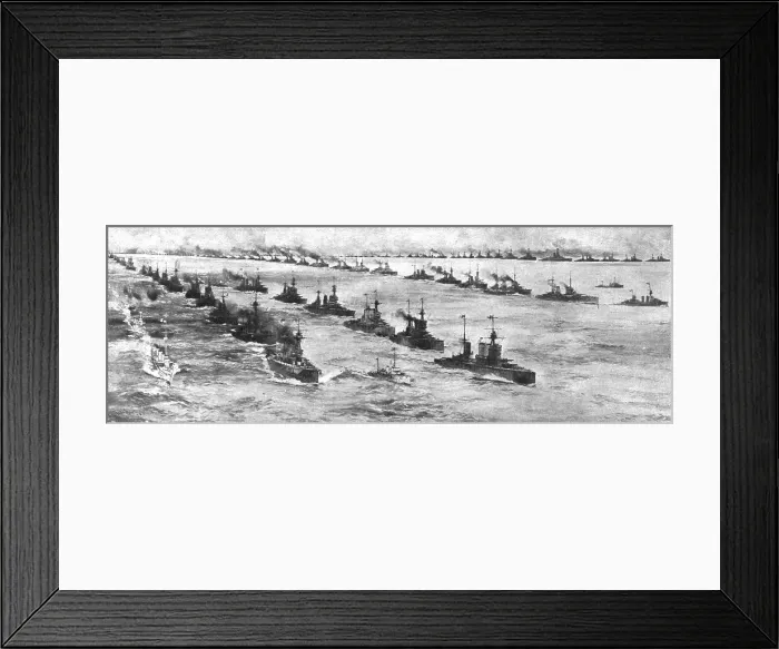 Framed Print : La Reddition de la Flotte Allemande; Arrivee au mouillage, a l'embouchure du Forth, de la... 1918. Creator: Unknown Framed Print : La Reddition de la Flotte Allemande; Arrivee au mouillage, a l'embouchure du Forth, de la... 1918. Creator: Unknown