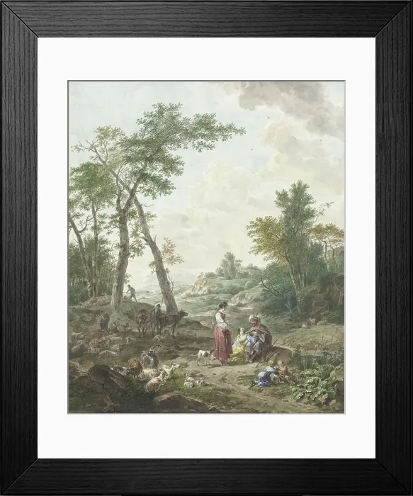 Framed Print : Jacob entertaining Rachel and Leah, 1777. Creator: Wybrand Hendriks Framed Print : Jacob entertaining Rachel and Leah, 1777. Creator: Wybrand Hendriks