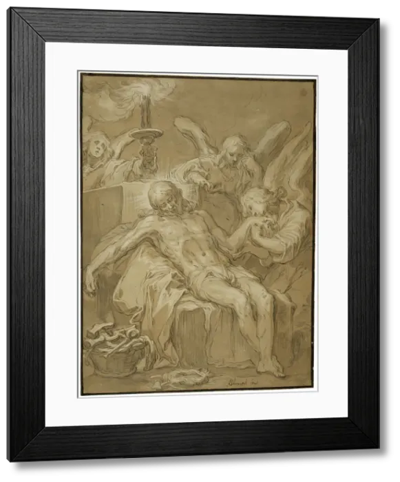 Framed Print : The dead Jesus mourned by angels. Creator: Abraham Bloemaert Framed Print : The dead Jesus mourned by angels. Creator: Abraham Bloemaert