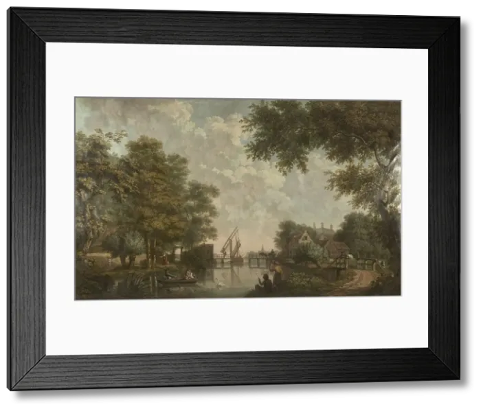 Framed Print : Three wall hangings with a Dutch landscape, 1776. Creator: Juriaan Andriessen Framed Print : Three wall hangings with a Dutch landscape, 1776. Creator: Juriaan Andriessen
