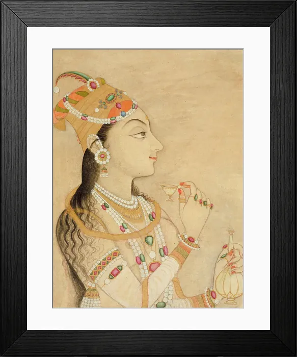 Framed Print : Idealized Portrait of the Mughal Empress Nur Jahan (1577-1645)?, between c1725 and c1750. Creator: Unknown Framed Print : Idealized Portrait of the Mughal Empress Nur Jahan (1577-1645)?, between c1725 and c1750. Creator: Unknown