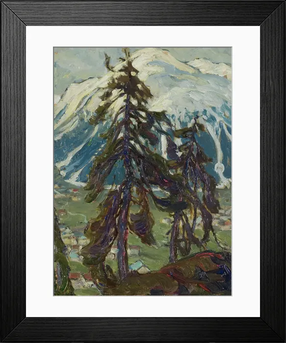 Framed Print : Fir Trees in front of the Mountains. Study from North Norway, c1900s. Creator: Anna Katarina Boberg Framed Print : Fir Trees in front of the Mountains. Study from North Norway, c1900s. Creator: Anna Katarina Boberg