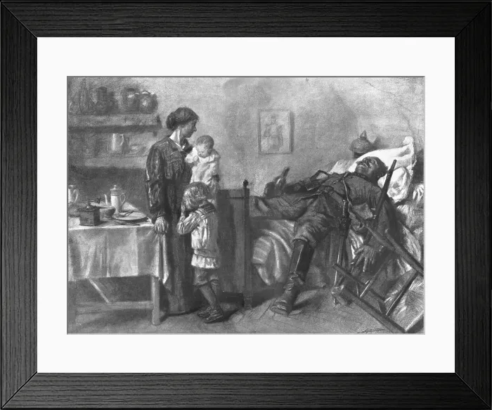 Framed Print : Le Grossier Envahisseur; L'epreuve de chaque jour de la femme Francaise en pays... 1914. Creator: Lucien Jonas Framed Print : Le Grossier Envahisseur; L'epreuve de chaque jour de la femme Francaise en pays... 1914. Creator: Lucien Jonas