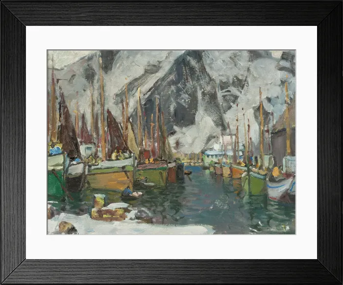 Framed Print : Among the Fishing Boats in Svolvaer. Study from Lofoten, 1934. Creator: Anna Katarina Boberg Framed Print : Among the Fishing Boats in Svolvaer. Study from Lofoten, 1934. Creator: Anna Katarina Boberg