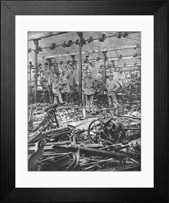 Framed Print : La Suppression de L'Industrie Francaise; la destruction au Marteau des metiers du tissage... 1917. Creator: Unknown Framed Print : La Suppression de L'Industrie Francaise; la destruction au Marteau des metiers du tissage... 1917. Creator: Unknown