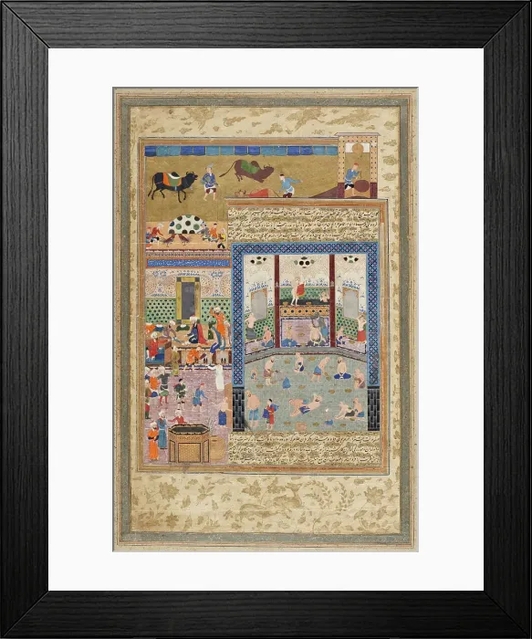 Framed Print : Firdawsi Receiving Wages in a Bathhouse... between c1550 and c1575. Creator: Unknown Framed Print : Firdawsi Receiving Wages in a Bathhouse... between c1550 and c1575. Creator: Unknown