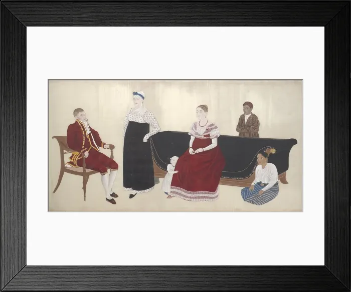 Framed Print : Portrait of the Cock Blomhoff Family, their Wetnurse and two Enslaved Servants, 1817. Creator: Ishizaki Yushi Framed Print : Portrait of the Cock Blomhoff Family, their Wetnurse and two Enslaved Servants, 1817. Creator: Ishizaki Yushi