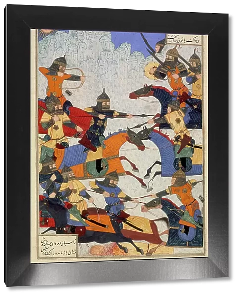 Giv fights Lahhak and Farshidvard, 1494 / A.H. 899. Creator: Unknown