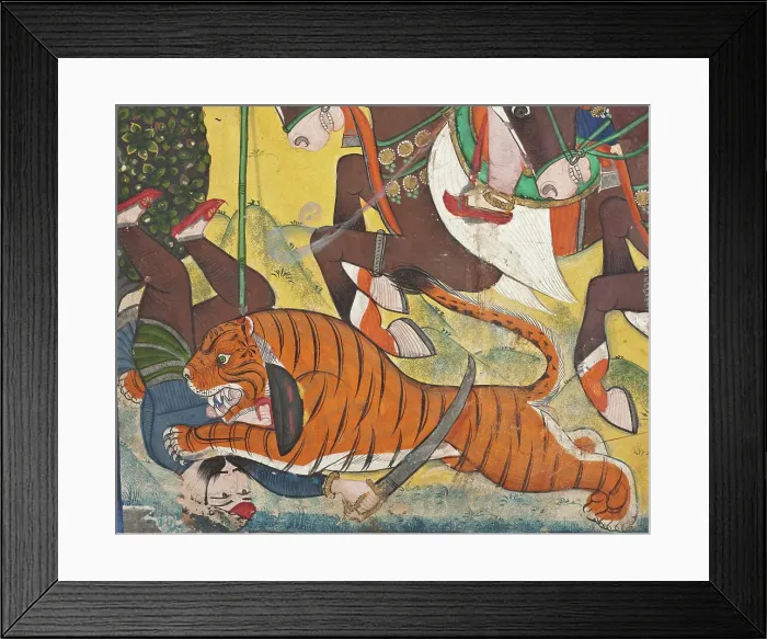 Framed Print : Maharao Ram Singh II of Kota (reigned 1827-1866) - Hunting with Maharao Ram Singh of Bundi, c1880. Creator: Unknown Framed Print : Maharao Ram Singh II of Kota (reigned 1827-1866) - Hunting with Maharao Ram Singh of Bundi, c1880. Creator: Unknown