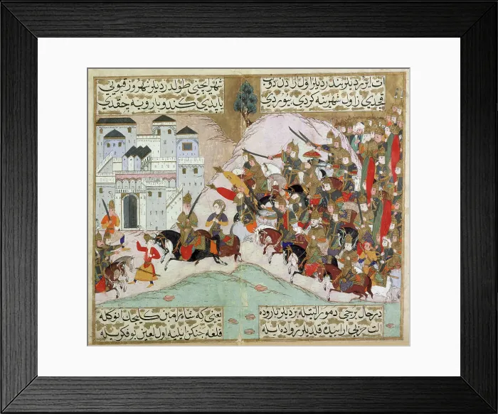 Framed Print : The Army of Shah Ramin Attacking the Iron Fortress... 1593-1594 / 1002 A.H.. Creator: Unknown Framed Print : The Army of Shah Ramin Attacking the Iron Fortress... 1593-1594 / 1002 A.H.. Creator: Unknown